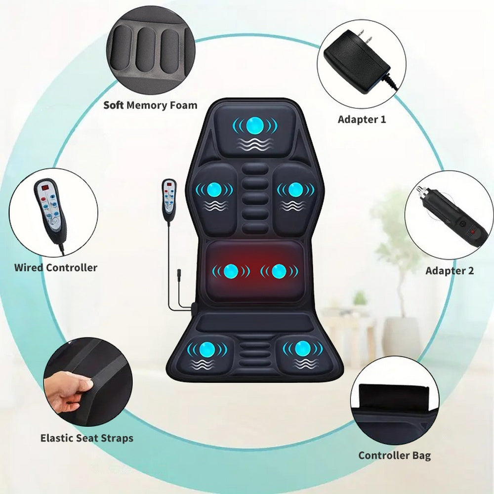 Premium Heated Massage Chair Pad - Full Body Relief with 9 Zones & Heat Therapy