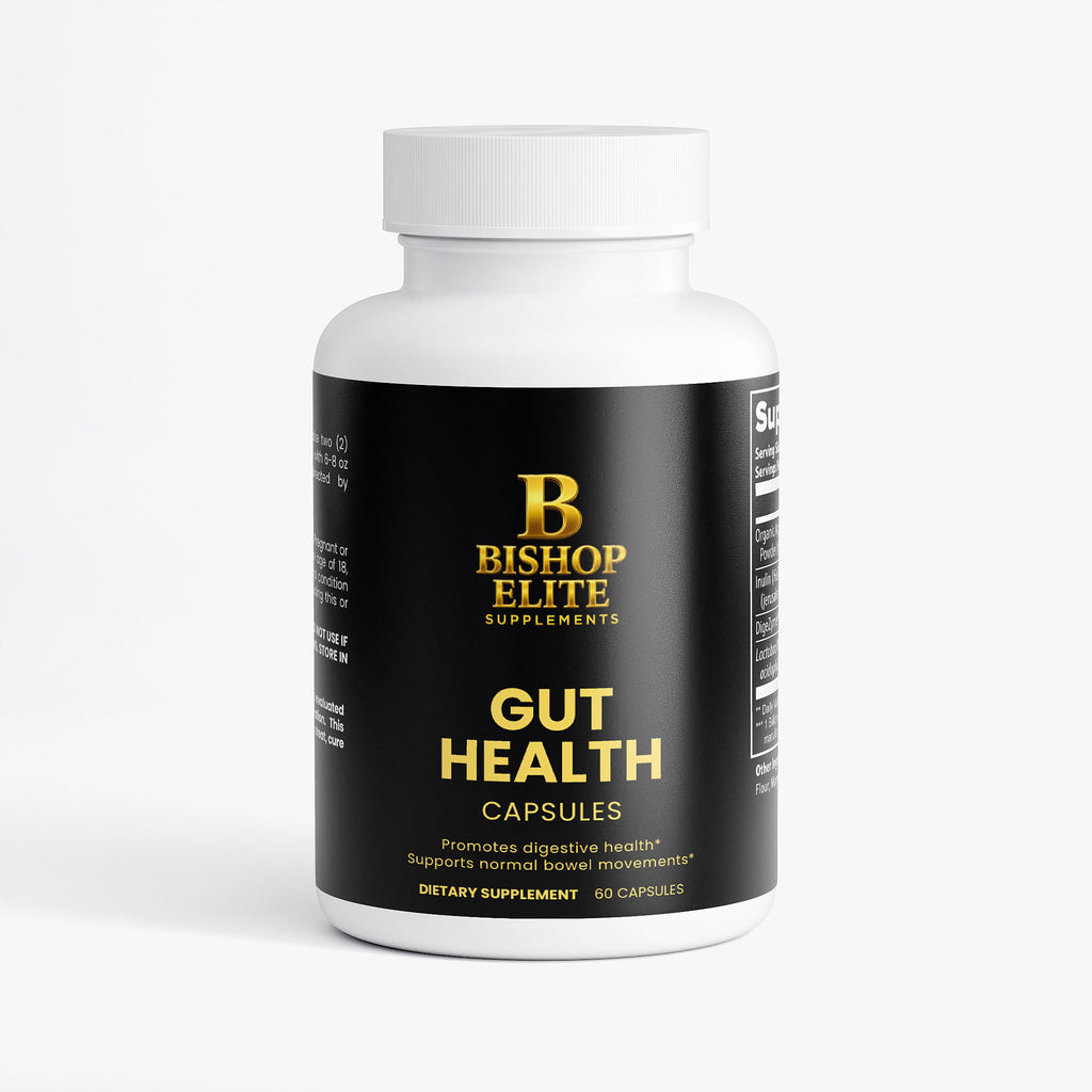 Gut Wellness Complex capsules in a clean, modern bottle. BIshop  Elite Supplements 