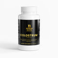 Bovine colostrum 500 mg capsules in a clean bottle with minimalist packaging.    Bishop Elite Supplements