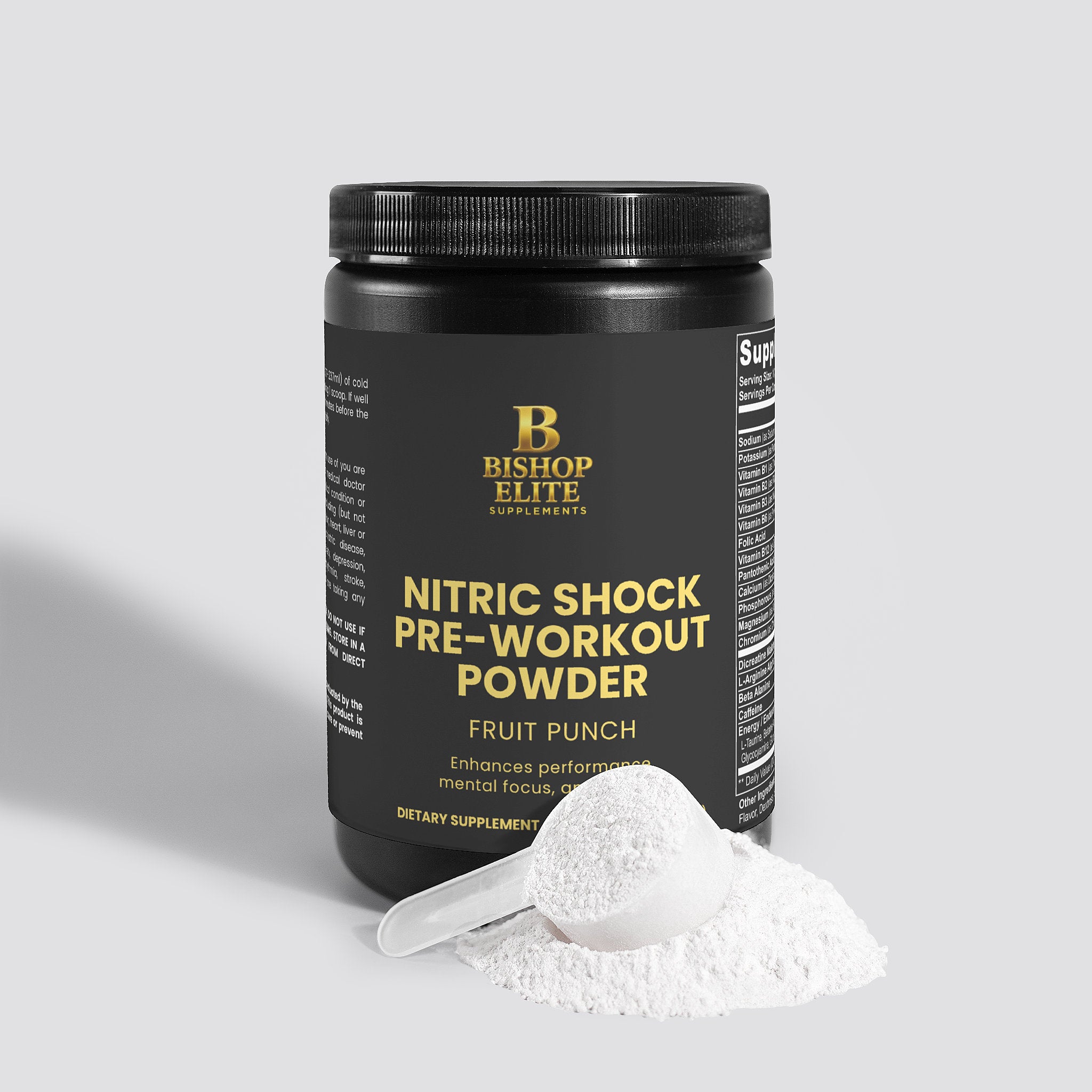 Nitric Shock Pre‑Workout — Fruit Punch Flavor | B‑Vitamins, Creatine & Amino Blend (30 Servings)