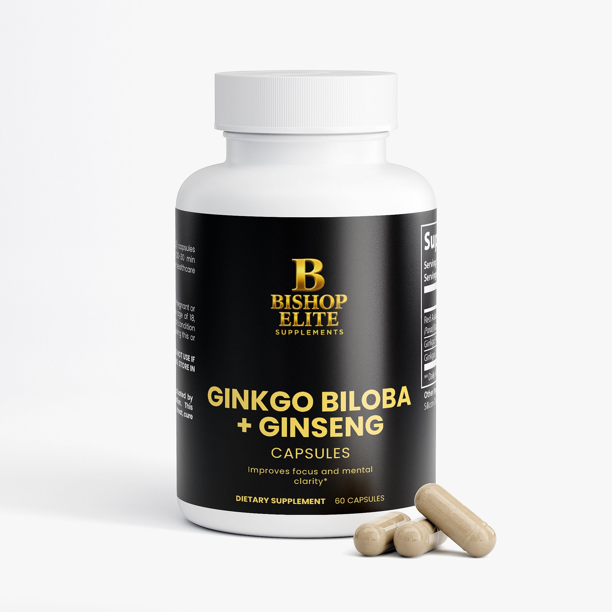 Ginkgo Biloba + Red Asian Ginseng — Standardized Herbal Blend with Flavones & Ginsenosides (Capsules)