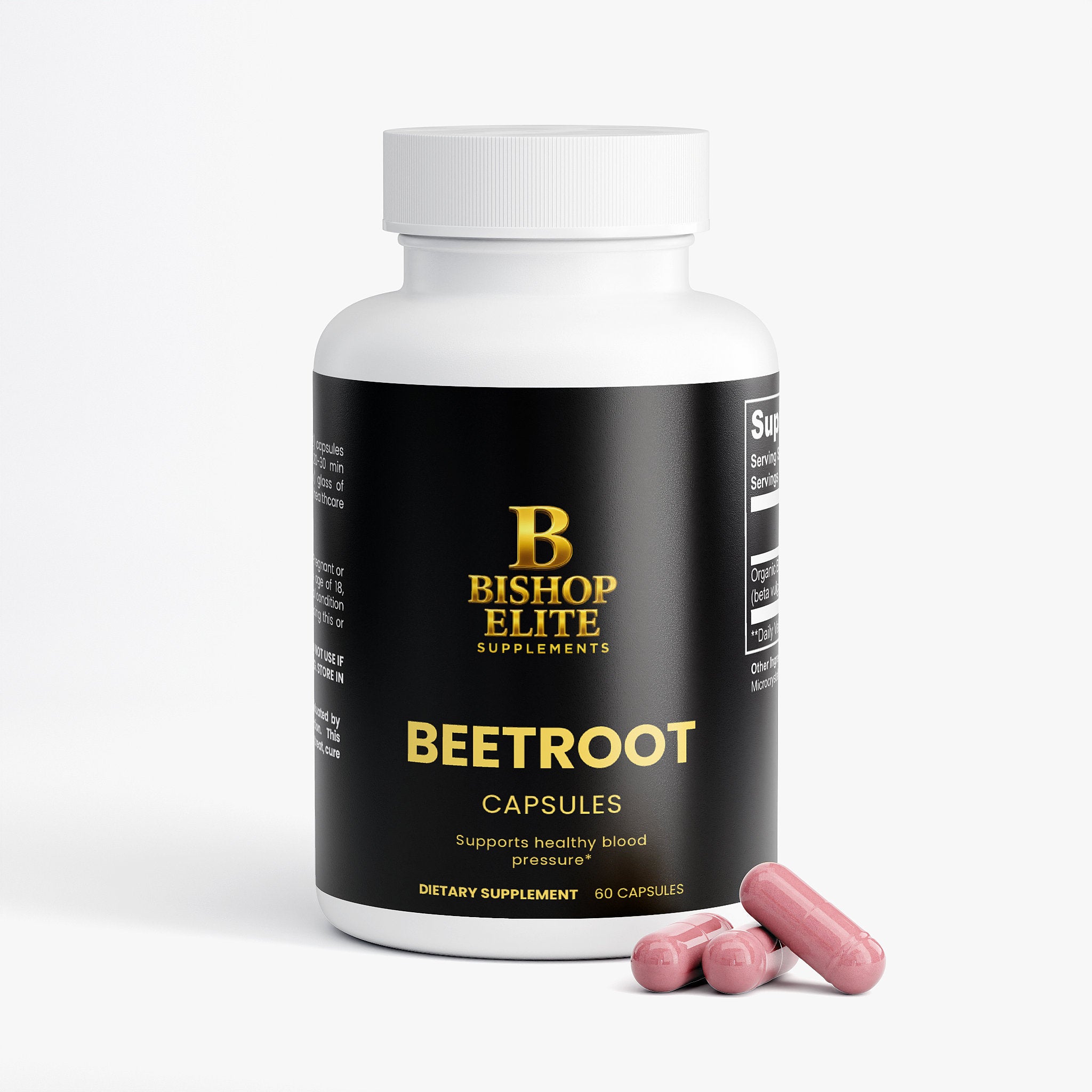 Beetroot Capsules with 1300 mg organic Beetroot powder for nitrick oxide .| Bishop Elite Supplements.
