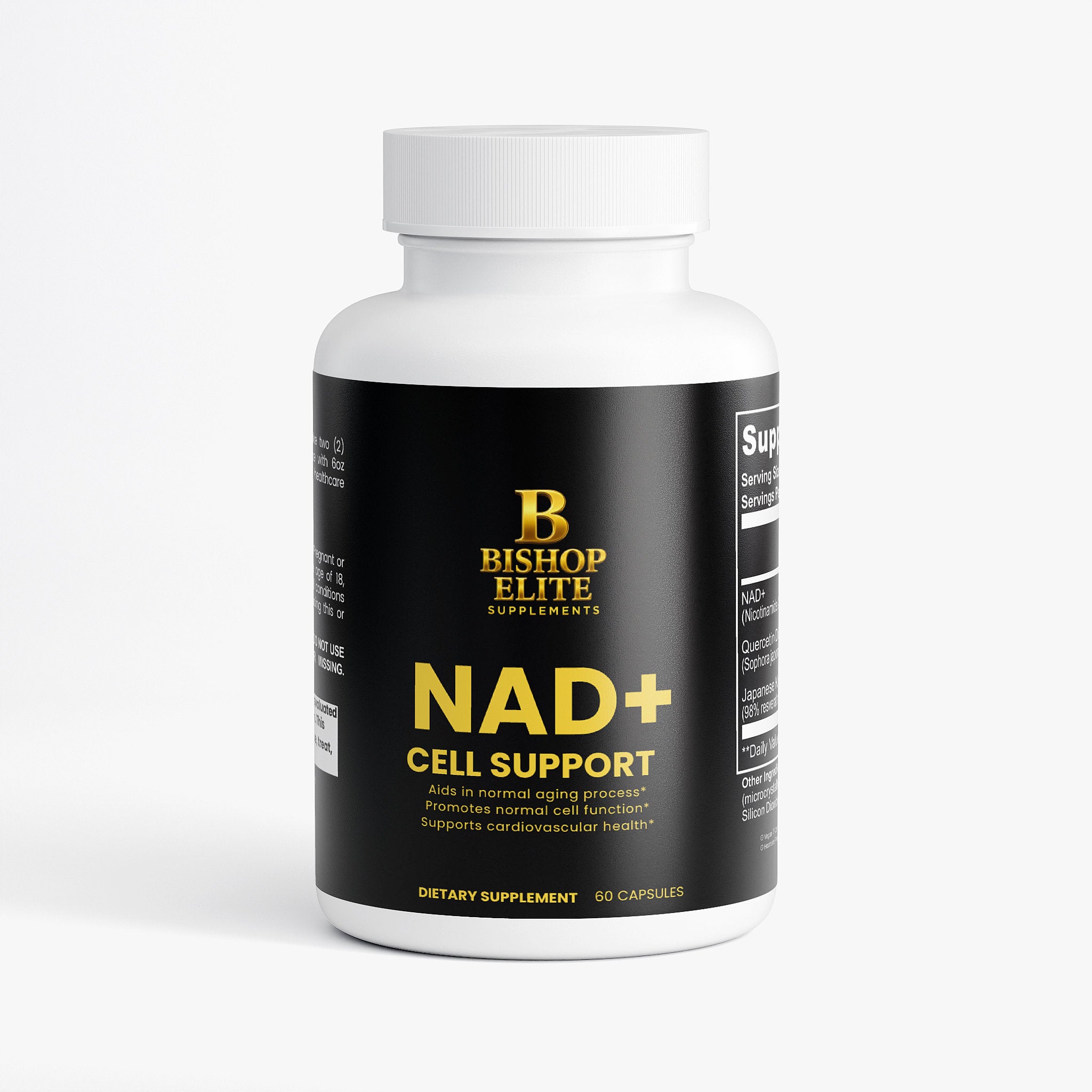 NAD+ Cell Support 500 mg -Quercetin and Resveratrol formula f  Bishop Elite Supplements .
