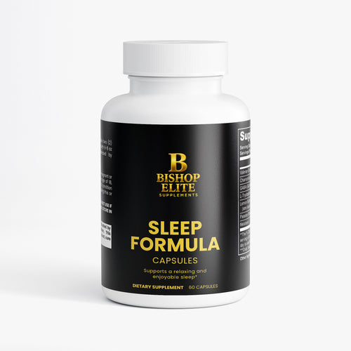 Sleep Formula- nighttime botanical blend with Valerian, Chamomile lemon balm, passionflower, GABA, Tryptophan. | Bishop Elite Supplements.