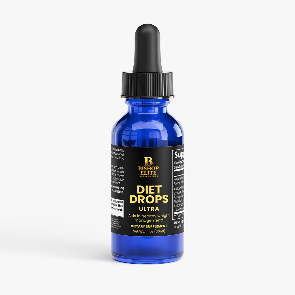  Diet Drops Ultra liquid botanical blend in a clean, modern bottle.  | Bishop Elite Supplements