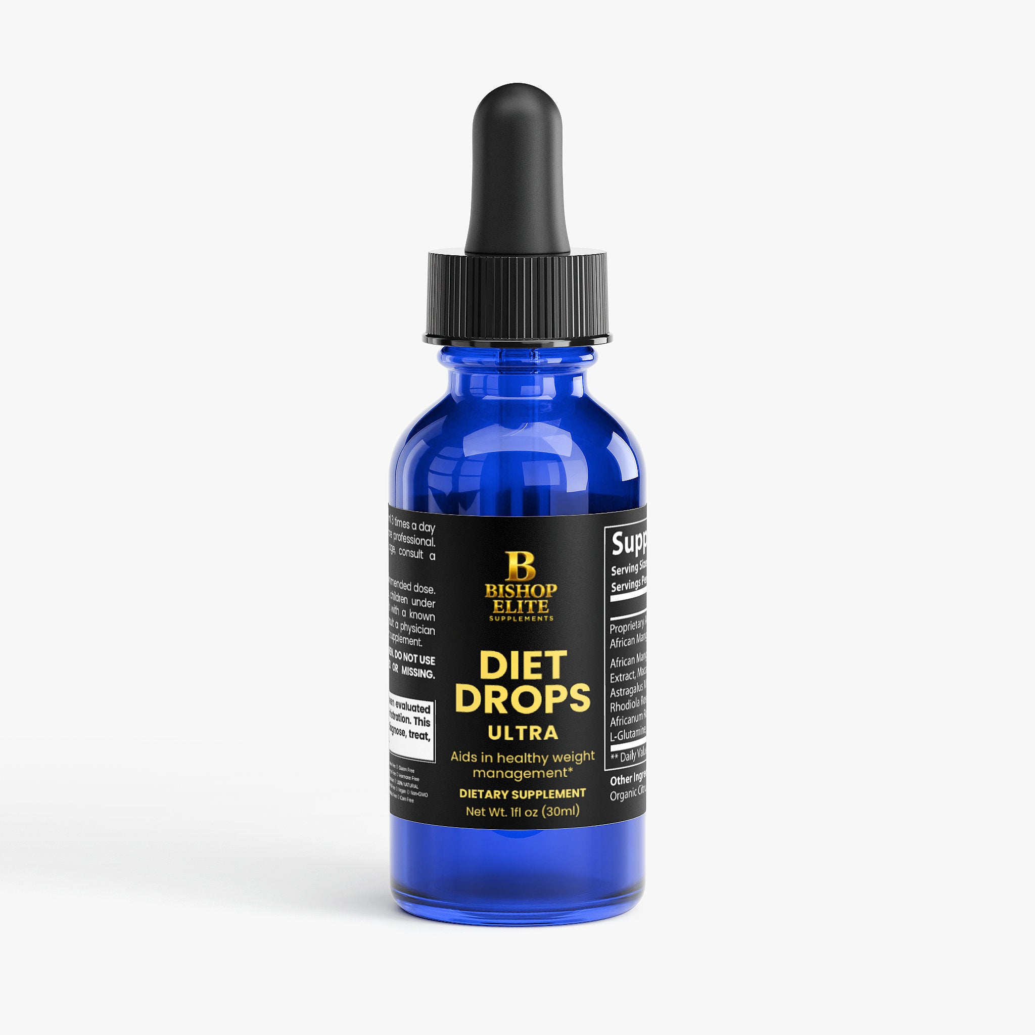  Diet Drops Ultra liquid botanical blend in a clean, modern bottle.  | Bishop Elite Supplements