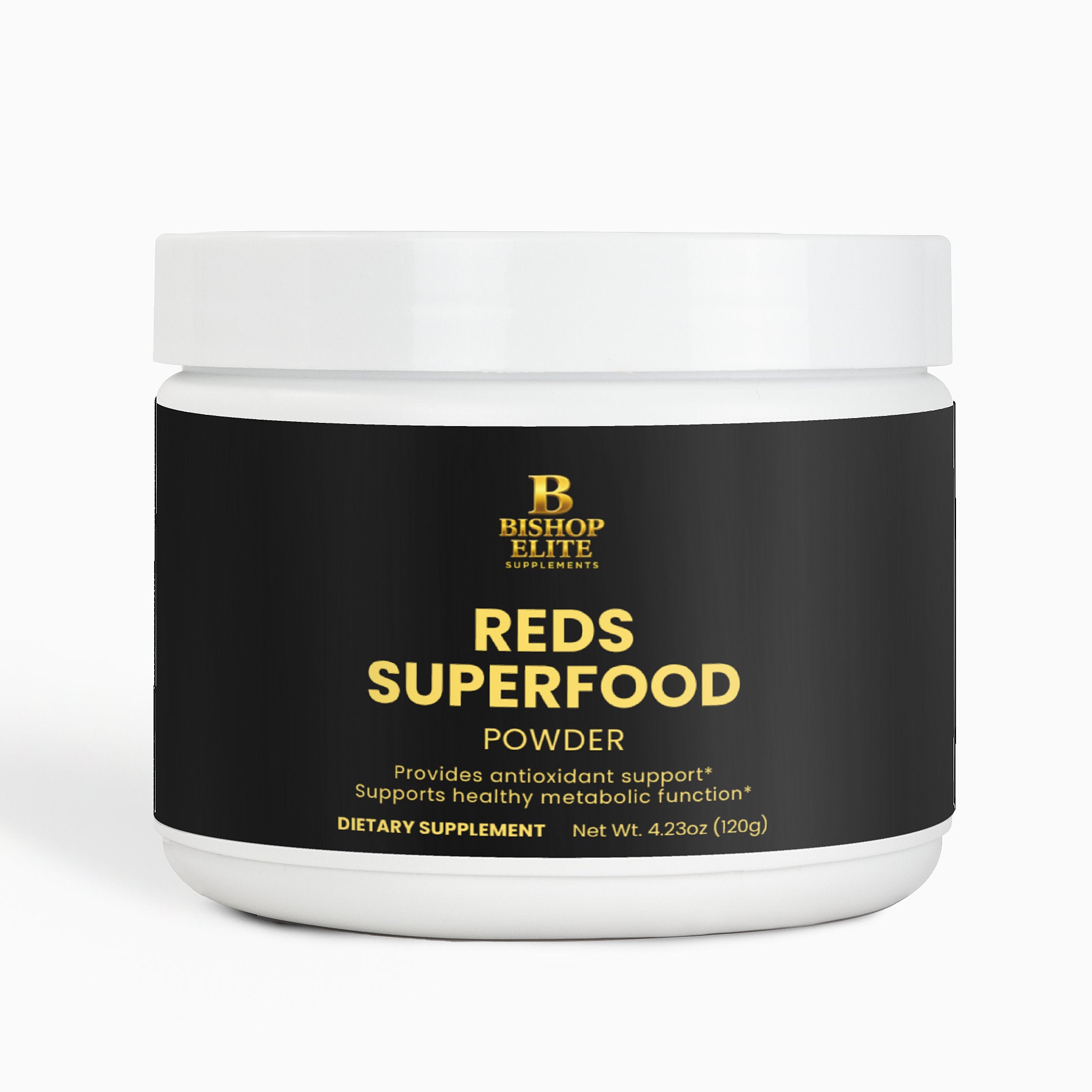 Reds superfood powder in a clean, modern container. | Bishop Elite Supplements 