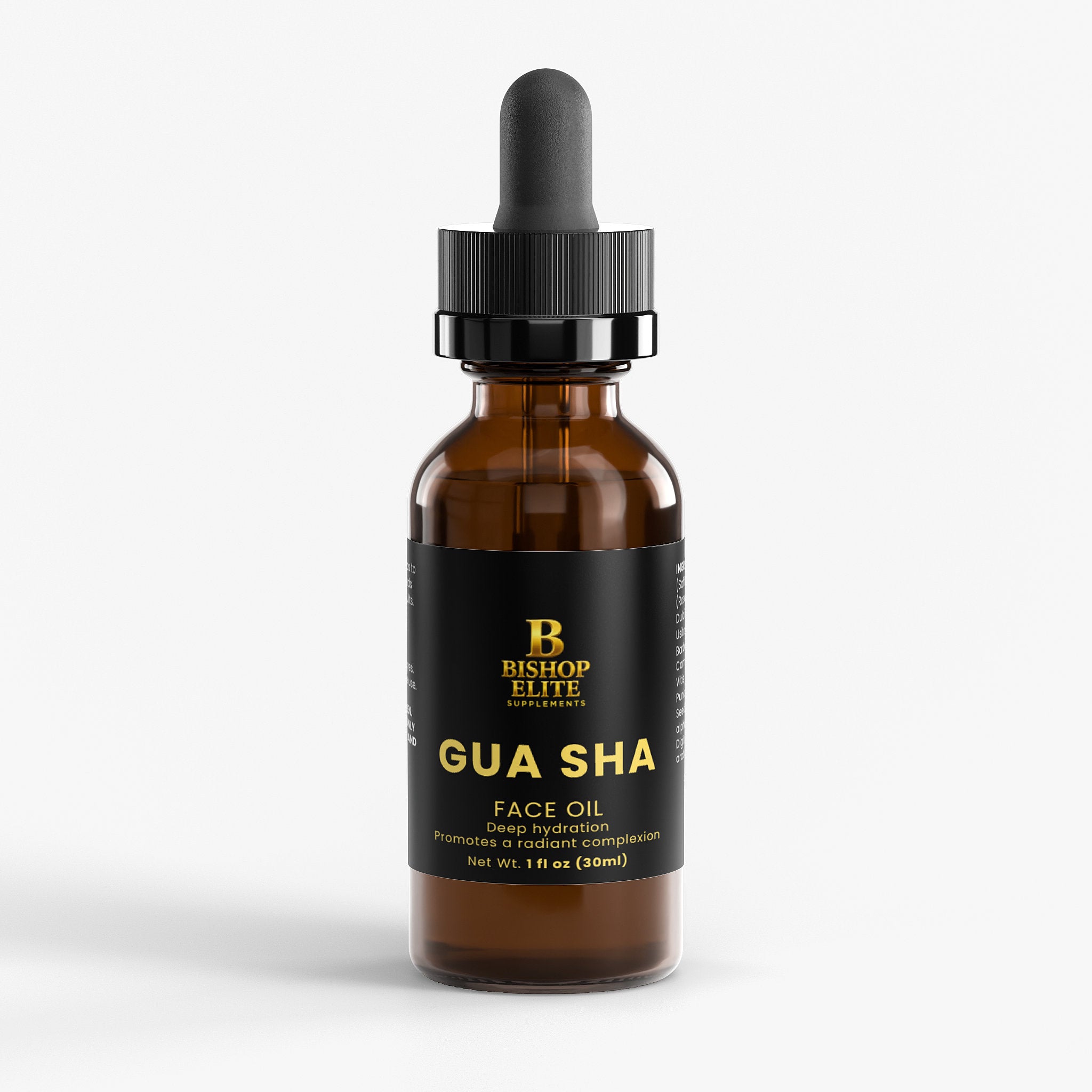 Gua Sha Face Oil - botanical blend with ginseng, pomegranate, baobab, aloe, and sweet almond oil. | Bishop Elite Supplements.