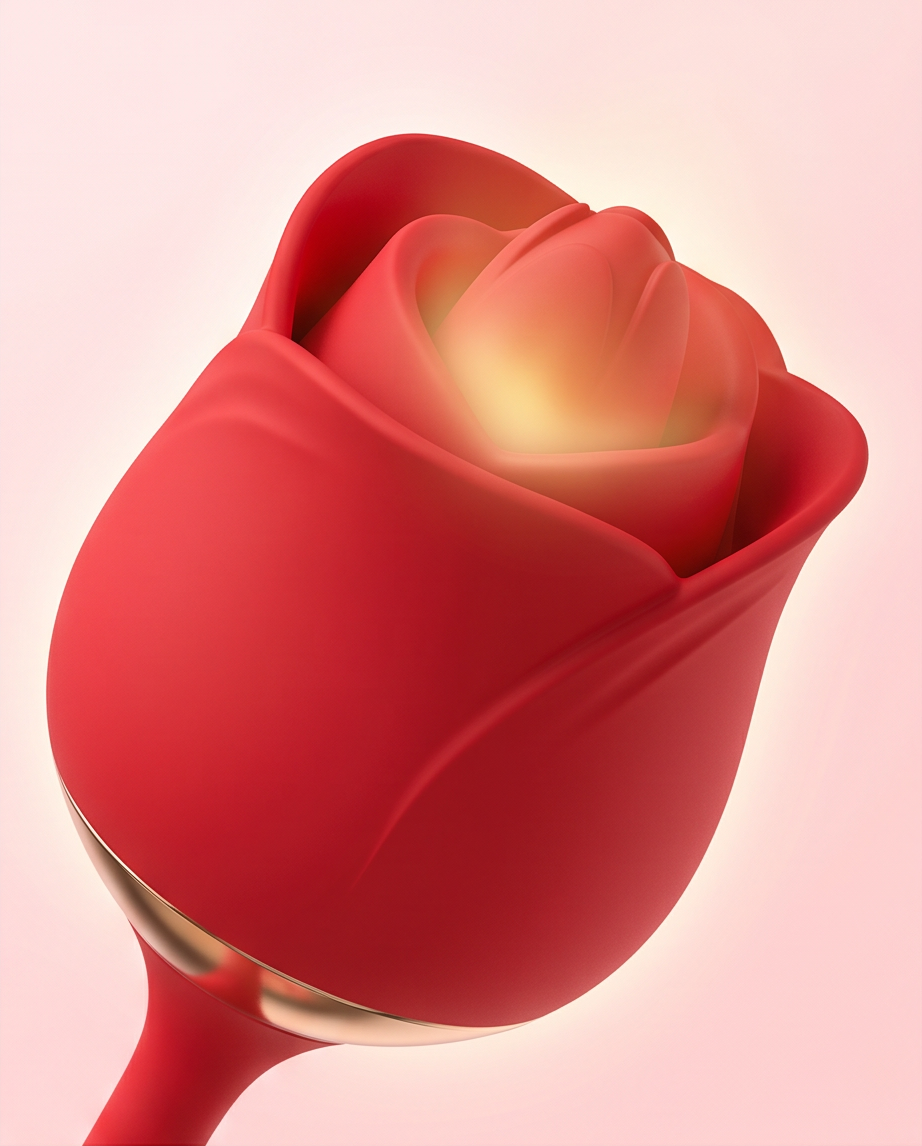 Rose Wellness Massager — 10 Massage Modes | USB Rechargeable | Waterproof | Body-Safe Silicone | Red