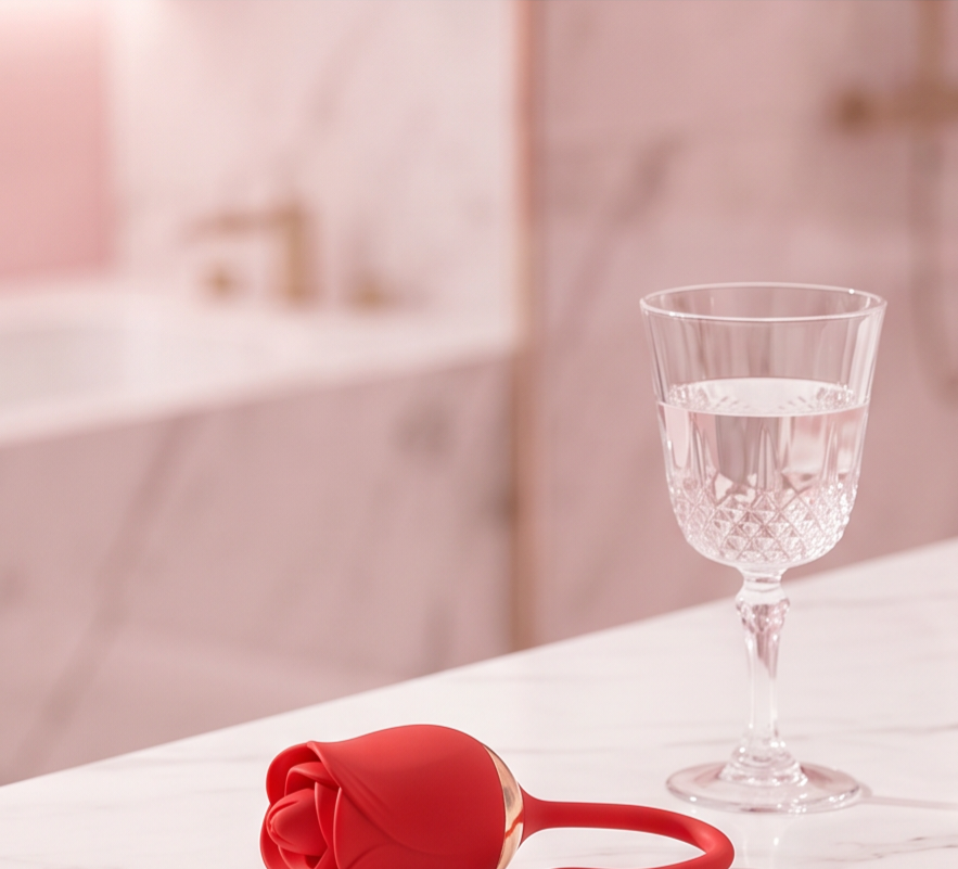 Rose Wellness Massager — 10 Massage Modes | USB Rechargeable | Waterproof | Body-Safe Silicone | Red