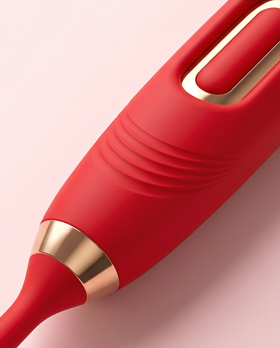 Rose Wellness Massager — 10 Massage Modes | USB Rechargeable | Waterproof | Body-Safe Silicone | Red