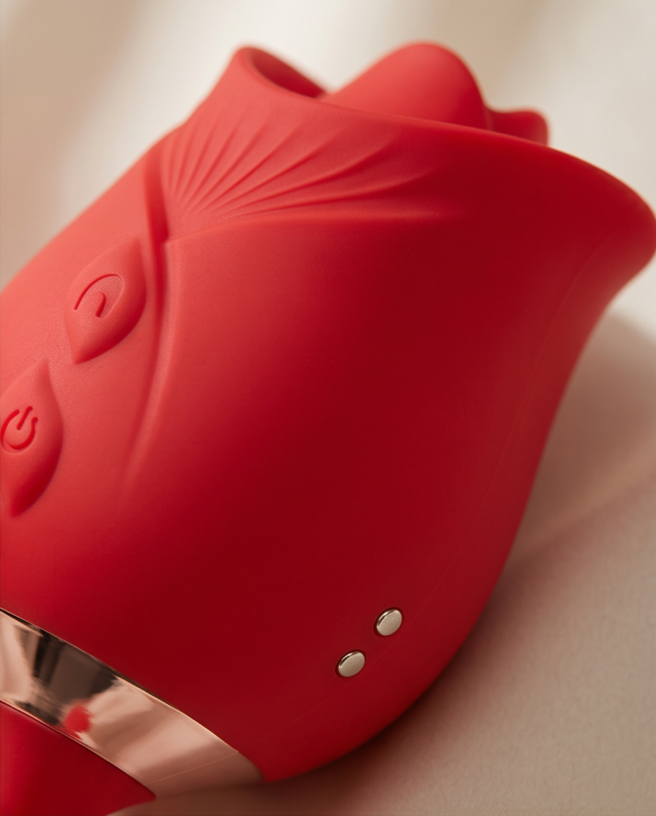 Rose Wellness Massager — 10 Massage Modes | USB Rechargeable | Waterproof | Body-Safe Silicone | Red