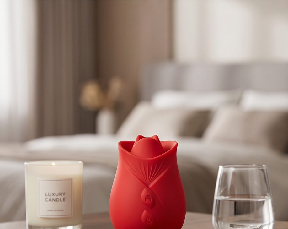 Rose Wellness Massager — 10 Massage Modes | USB Rechargeable | Waterproof | Body-Safe Silicone | Red