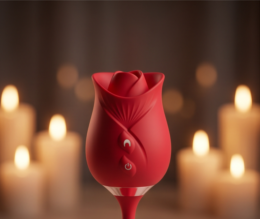 Rose Wellness Massager — 10 Massage Modes | USB Rechargeable | Waterproof | Body-Safe Silicone | Red
