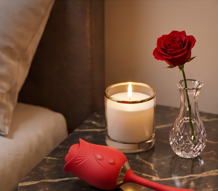 Rose Wellness Massager — 10 Massage Modes | USB Rechargeable | Waterproof | Body-Safe Silicone | Red
