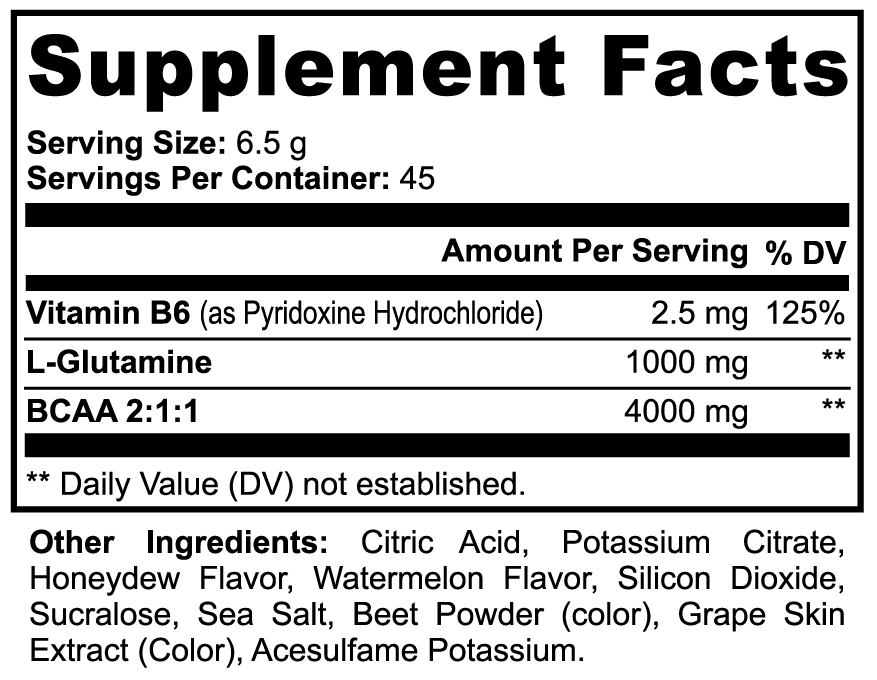BCAA Post‑Workout Powder — Honeydew Watermelon — 2:1:1 Formula