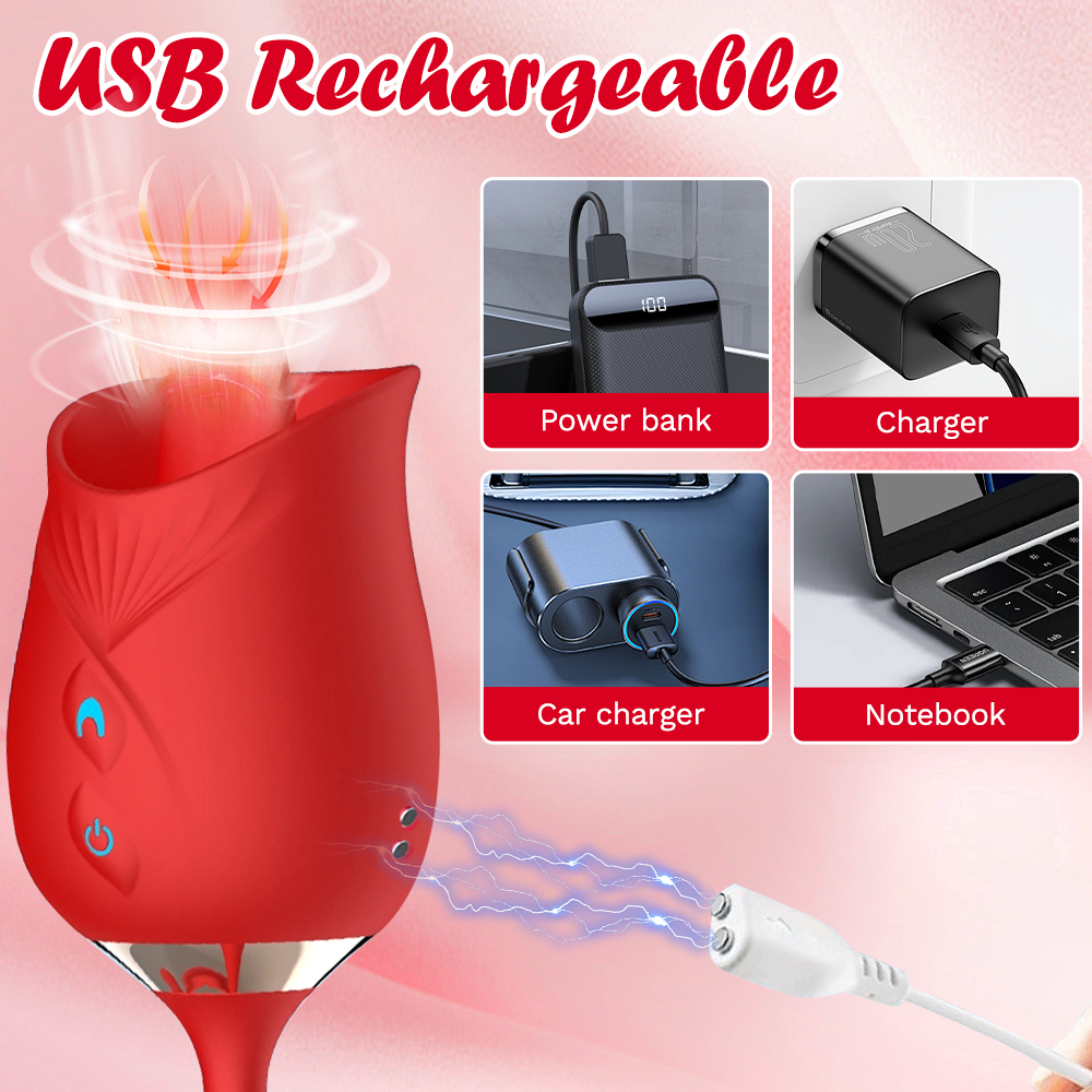 Rose Personal Wellness Massager-10 Modes ,Rechargeable