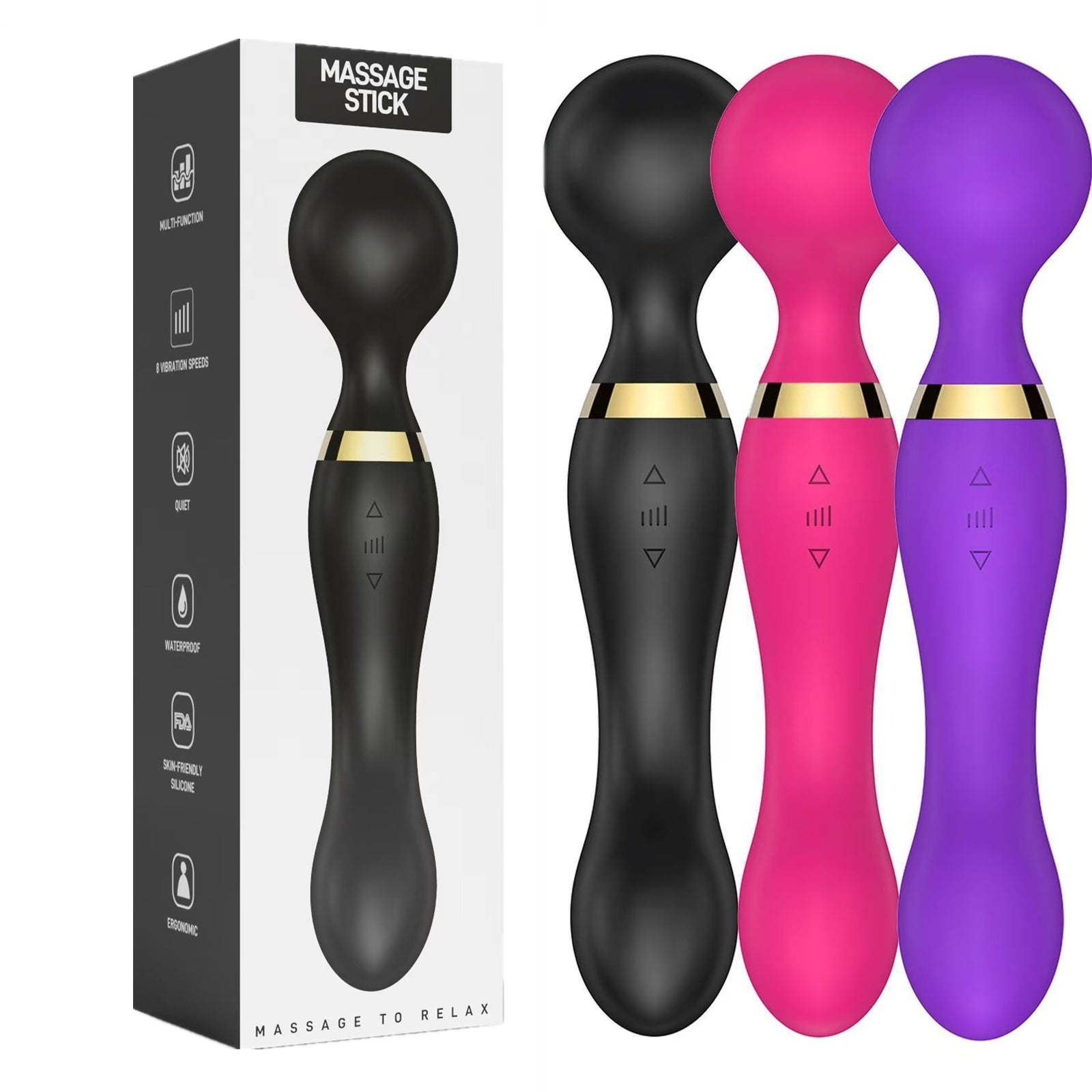 Premium Silicone Personal Massager - 20 Modes Rechargeable with Travel Case