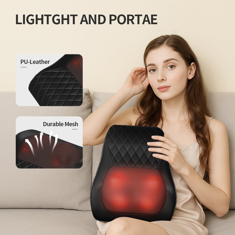 Premium Neck Pillow Massager with Heat - 3 Speed Vibration for Neck & Shoulder Relief