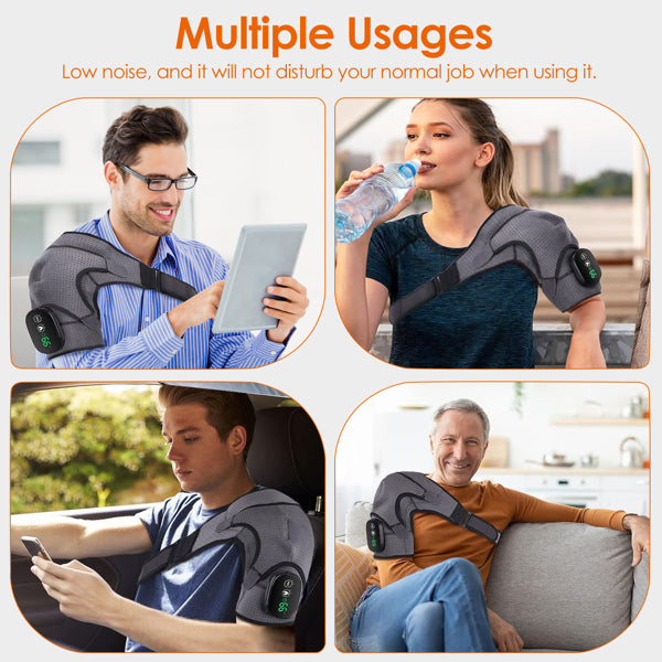 Premium Heated Shoulder Massager — Cordless Rechargeable | 3 Heat Levels | 3 Vibration Modes | CE & FCC Certified