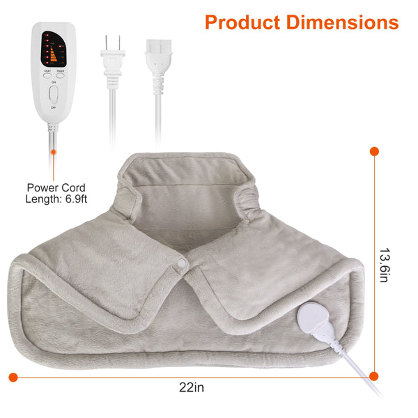 Premium Weighted Heating Pad for Neck & Shoulders — Extra-Large 22" | 6 Heat Settings | 4 Timer Modes | ETL Certified