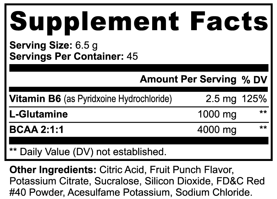 BCAA Post‑Workout Powder — Fruit Punch  — 2:1:1 Formula