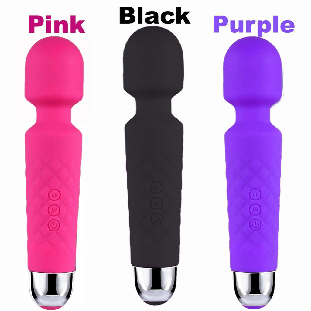 Cordless 20-Speed Wand Massager — Rechargeable | Waterproof | Silicone Head & ABS Body | Purple
