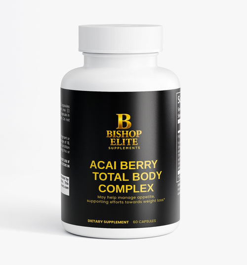  Acai Berry botanical complex in a clean 60‑capsule bottle with modern, minimalist packaging. . | Bishop Elite Supplements.