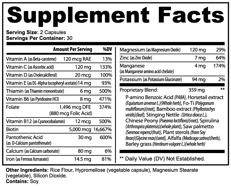 Hair Skin & Nails Essentials  Biotin, Vitamin C Zinc & Botanical Blend  Capsules