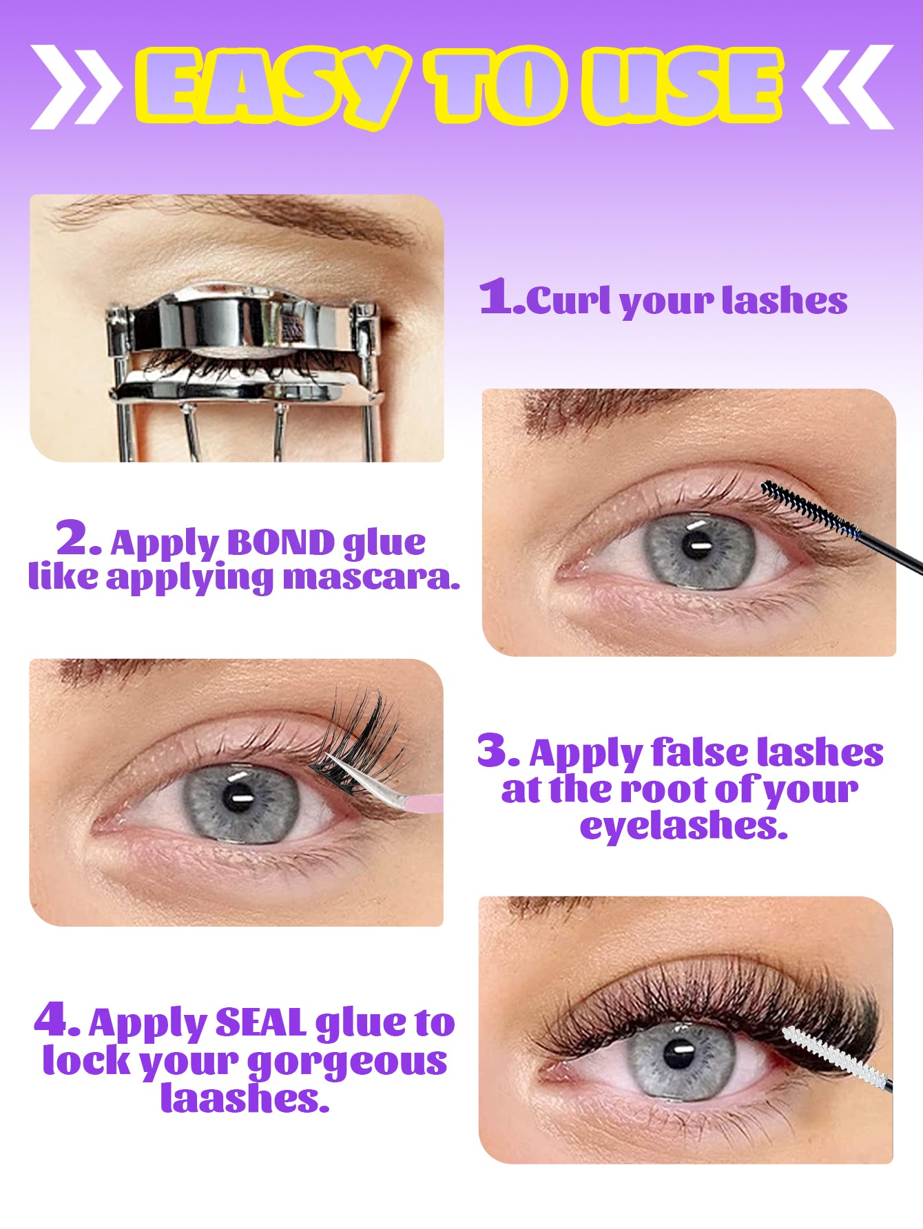 Multi-Style Hybrid False Eyelash Extension Set – Easy Apply Eye Makeup
