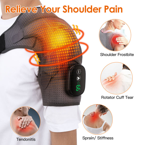 Premium Heated Shoulder Massager — Cordless Rechargeable | 3 Heat Levels | 3 Vibration Modes | CE & FCC Certified