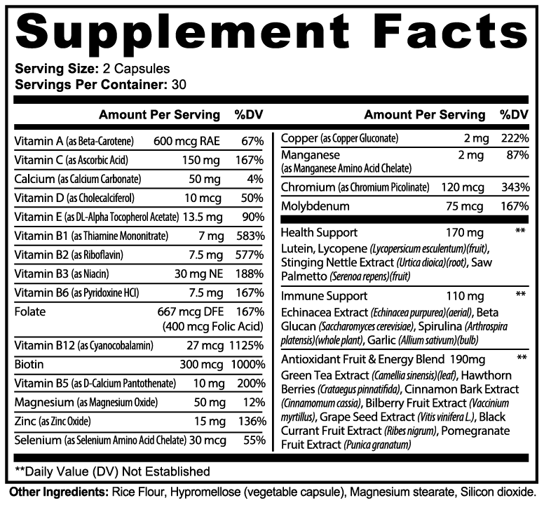 Complete Multivitamin – Daily Wellness Formula with Essential Vitamins & Botanical Extracts (60 Capsules)