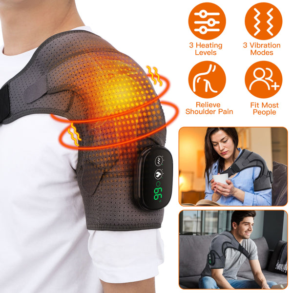Premium Heated Shoulder Massager — Cordless Rechargeable | 3 Heat Levels | 3 Vibration Modes | CE & FCC Certified