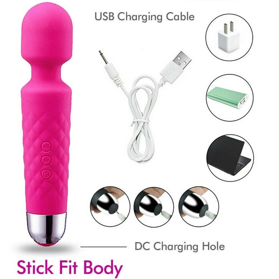 Cordless 20-Speed Wand Massager — Rechargeable | Waterproof | Silicone Head & ABS Body | Purple