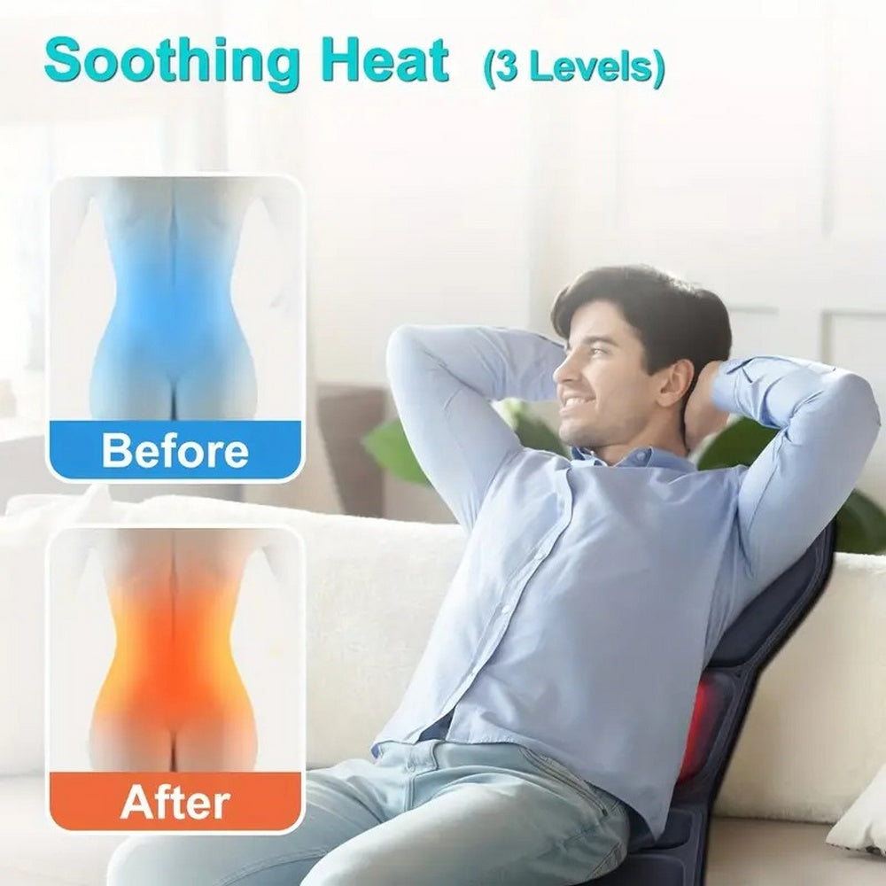 Premium Heated Massage Chair Pad - Full Body Relief with 9 Zones & Heat Therapy