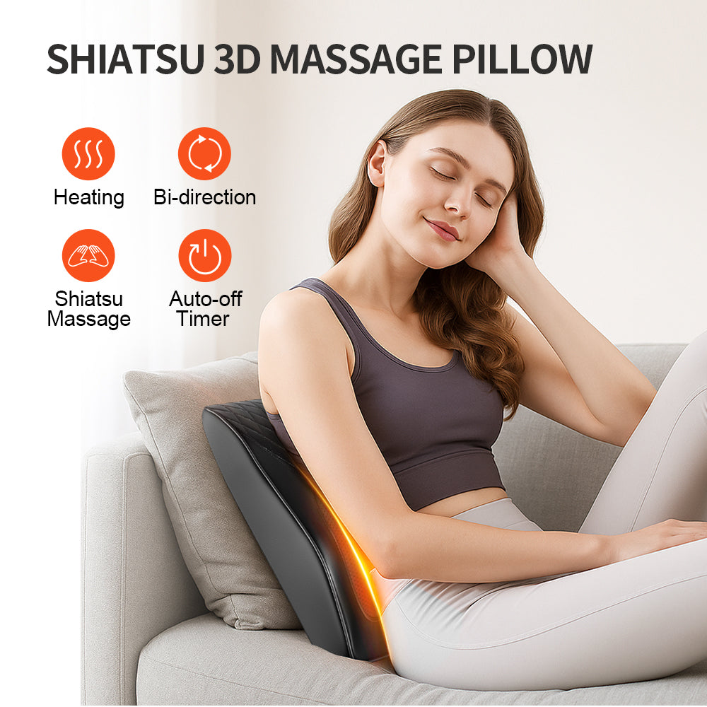 Premium Neck Pillow Massager with Heat - 3 Speed Vibration for Neck & Shoulder Relief