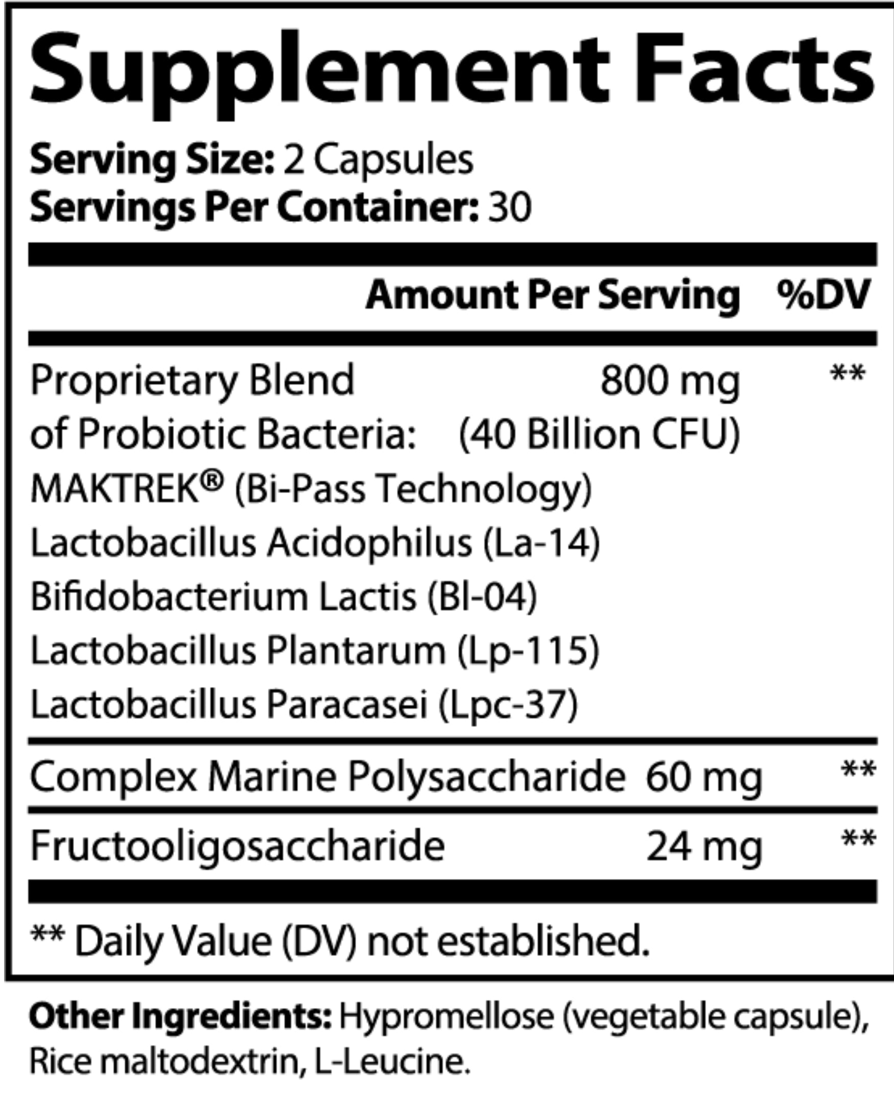 Probiotic 40 Billion  CFU with Prebiotics   4 Strains & MAKTREK Bi-Pass Technology 60 Capsules