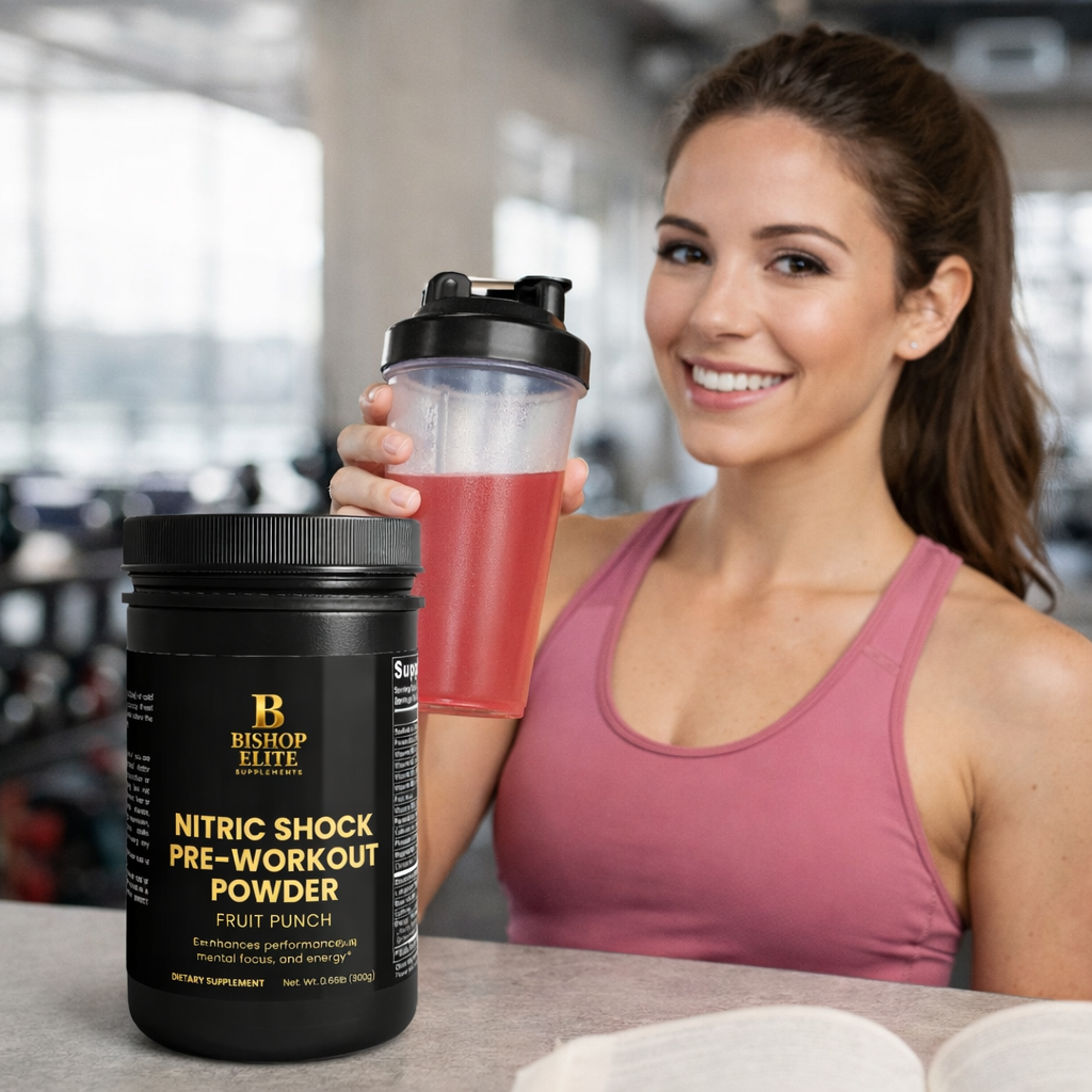 Nitric Shock Pre‑Workout — Fruit Punch Flavor | B‑Vitamins, Creatine & Amino Blend (30 Servings)