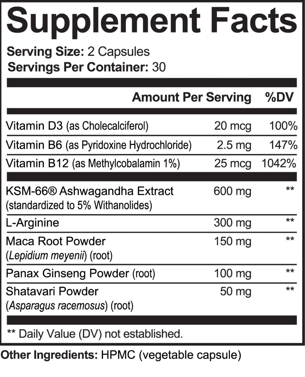 Ashwagandha Plus KSM-66® Botanical Blend — Vitamins D3, B6, B12 | 60 Capsules