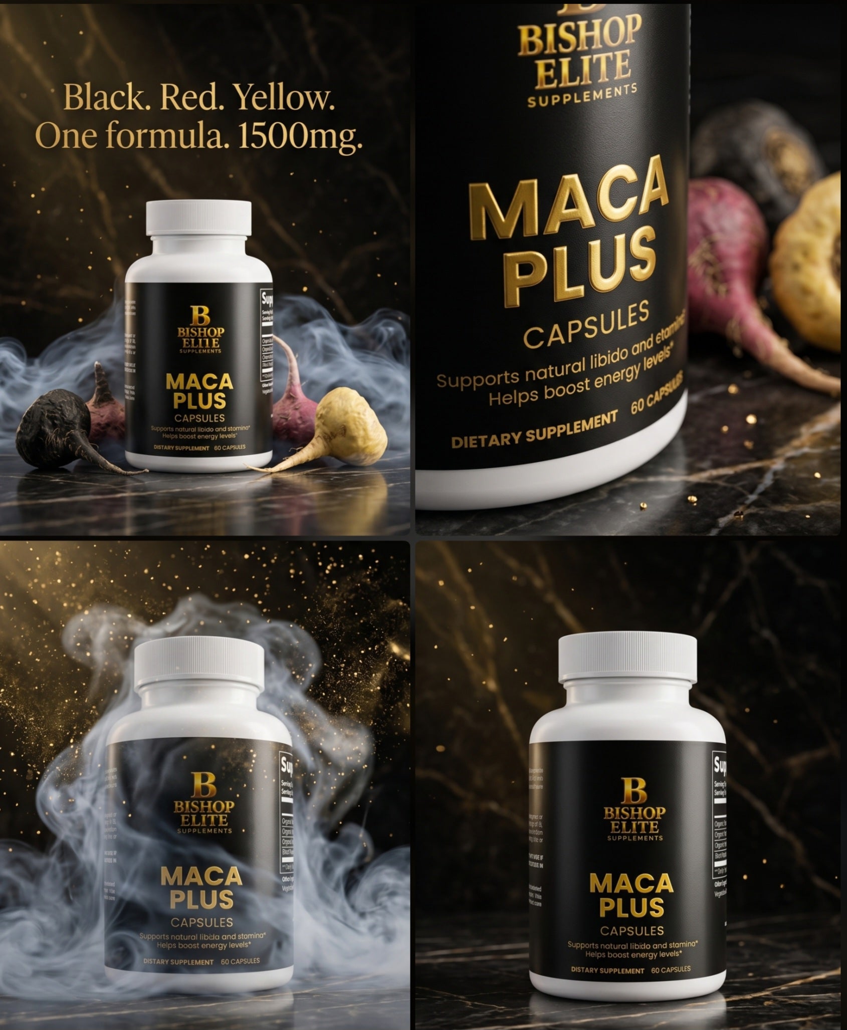 Maca Plus — Organic Triple Maca Root Blend with Black Pepper | 60 Capsules