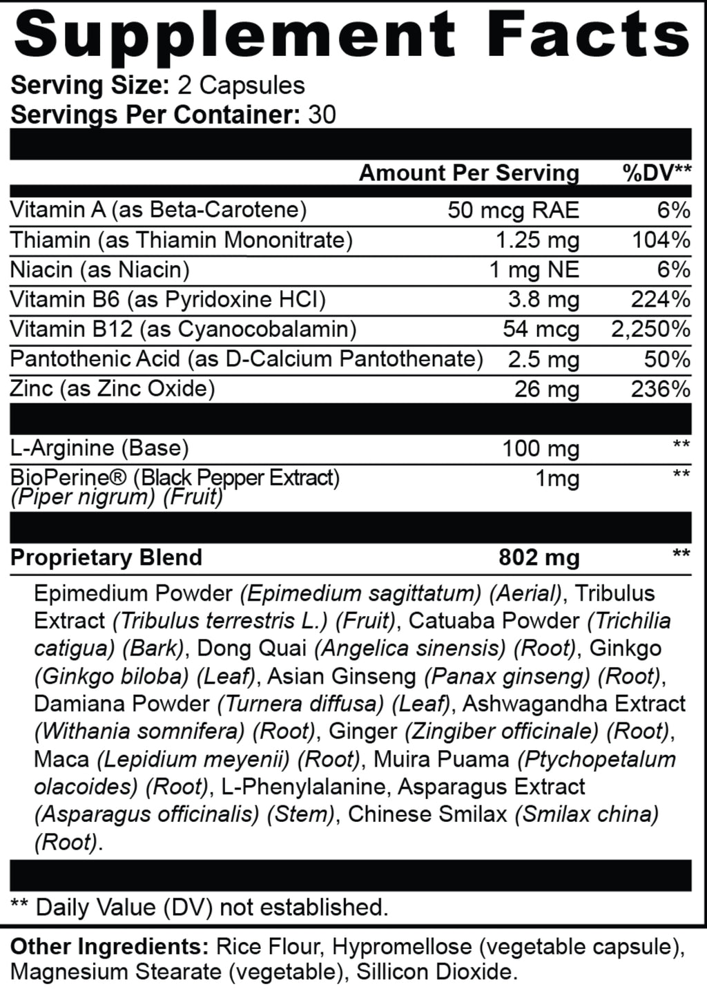 Female Enhancement Blend  Vitamins, Minerals & Herbal Extracts 60 Capsules