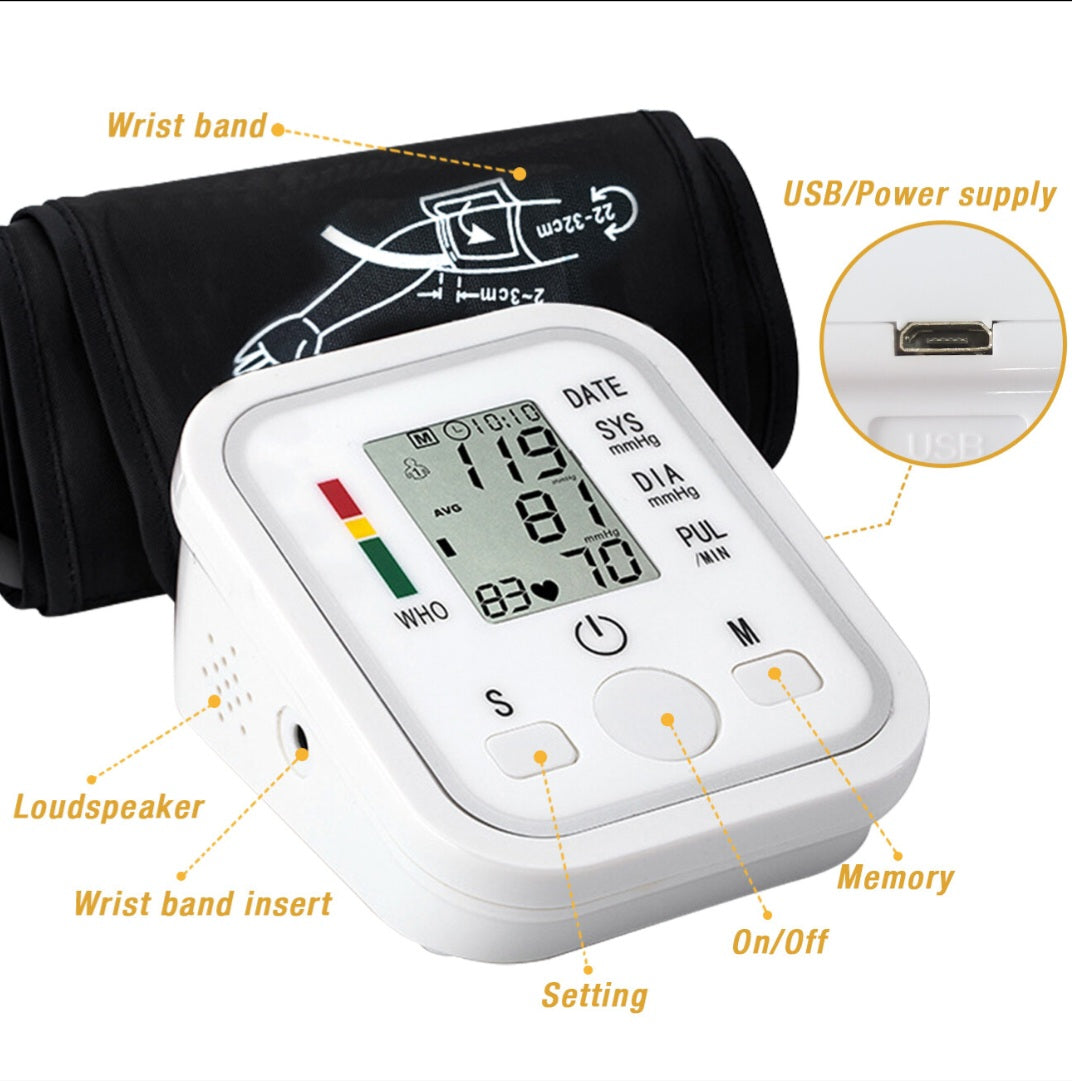 Premium Arm Wellness Tracker - Automatic with Voice & 198 Memory for 2 Users