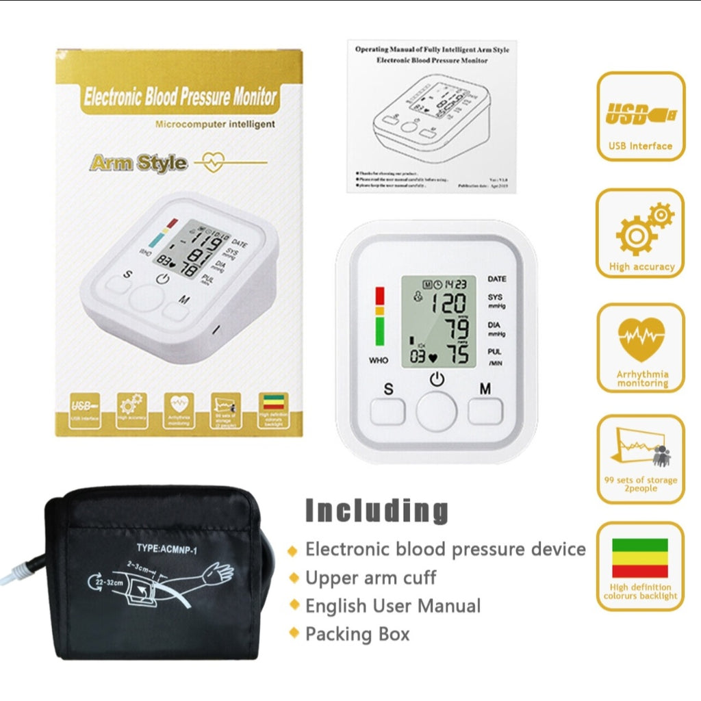 Premium Arm Wellness Tracker - Automatic with Voice & 198 Memory for 2 Users