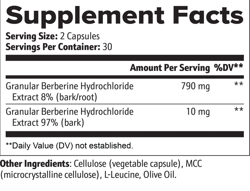 Supplement facts label with detailed ingredient information on a white background