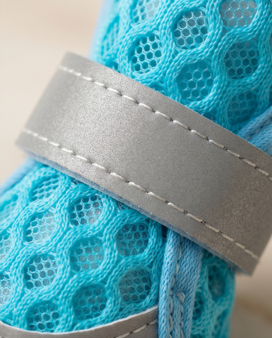 Close-up of blue sneaker with textured sole and gray lace and sole trim. Bishop X 